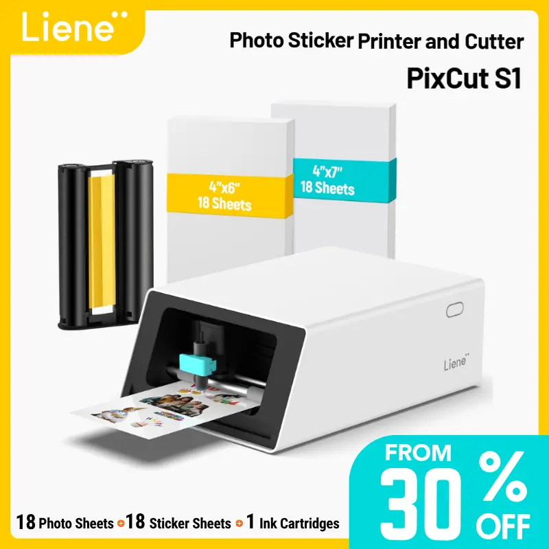 Liene PixCut S1 Photo Sticker Printer & Cutting Machine - All-in-One Sticker Maker Machine for DIY Crafts, Custom Labels & Gifts, Thermal Dye-Sublimation, 300 DPI Prints, Precise AI Auto-Cutting, AI Design App Support,TikTokShopDealsforYouDays, SummerWins