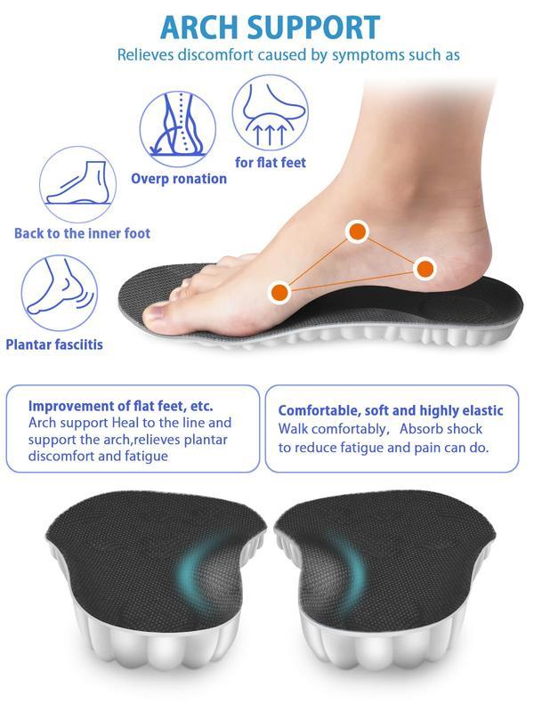 Silicone insoles for shock absorption and comfort-4D Cloud Technology Super Soft Comfort Insoles, Soft Elastic Breathable Shoe Insoles, Sweat Absorbent, Lightweight and Soft Insoles for Comfortable and Non Tiring Feet Footwear Bedroom