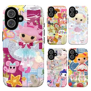 Adorable funda para teléfono de Lalaloopsy, funda con diseño de muñeca de dibujos animados estilo Y2K, compatible con iPhone 17/16/15/14/13/12/11 Pro Max/Plus y Samsung Galaxy S23FE/22/23/24/25 | Lindo diseño de patchwork en tonos pastel