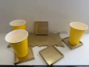 Midess Touch Gold Resin Tray and Coaster Set