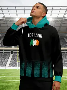 Ireland Flag Graffiti Print Hoodie for Men and Women, Casual Pullover with Long Sleeves, Best Gift for All Seasons