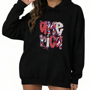 Red, White, Blue Women's Hoodie with Ribbons and Bows – Perfect Long Sleeve USA Apparel