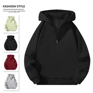 Men's multi-color hooded half-zip sweatshirt, casual trendy style, loose fit, slimming, skin-friendly, breathable, unisex spring, autumn, winter everyday school street sports leisure sweatshirt