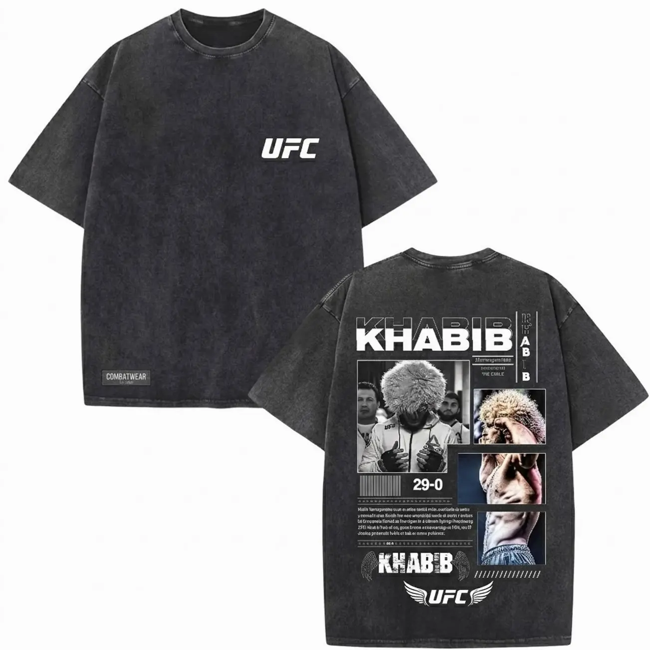 COMBATWEAR KHABIB NURMAGOMEDOV TEE, Dagestan The Eagle UFC, MMA Graphic Tee, UFC MMA wash Shirt, Gym Wear, Gift for Fighters, Sports Apparel 2QU