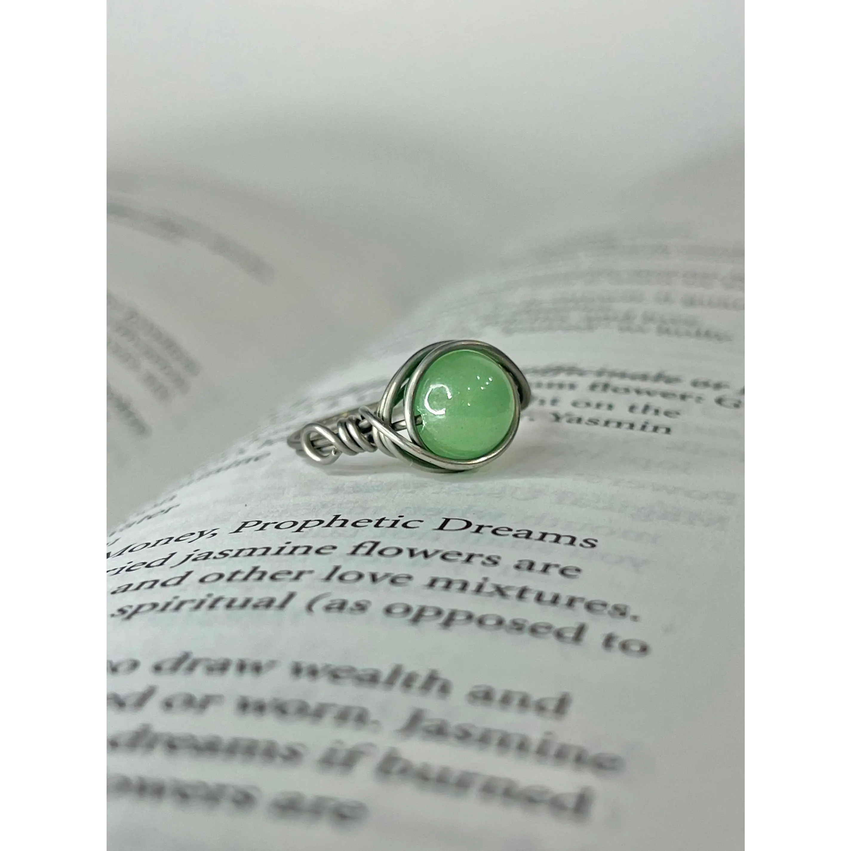 Natural Green Aventurine Stainless Steel Wire Stone Ring - Energy Crystal, Healing, Money Attracting Casual Natural Crystal Jewelry Accessory, Stone Rings, Energy Crystal Ring