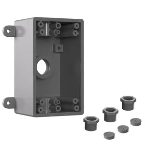 Single-Gang Weatherproof Outdoor Electrical Box, UL Listed Gray Junction Switch/Outlet Box Fits 1/2-Inch or 3/4-Inch Electrical Conduit