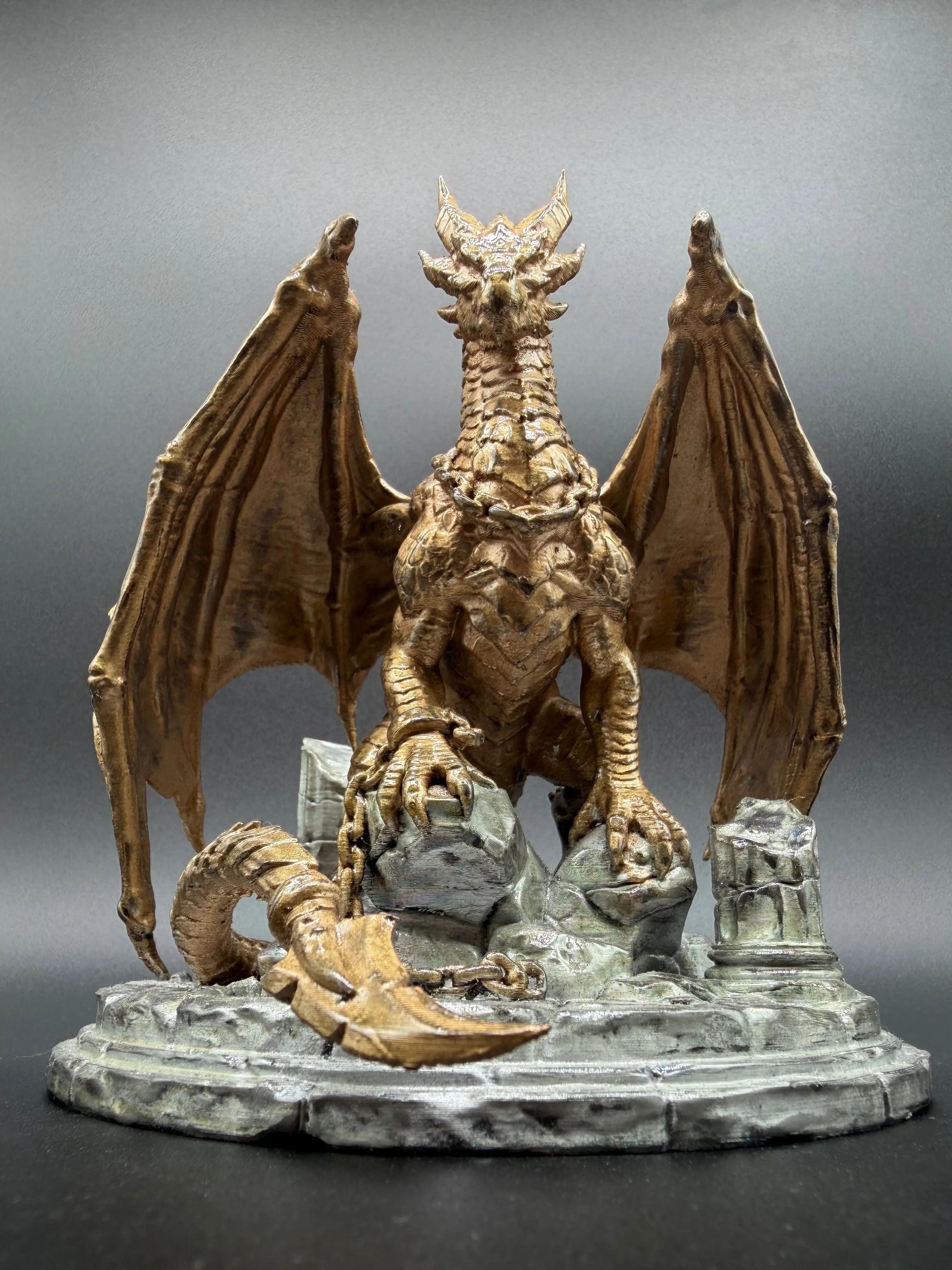 Hand-Finished Chained Fantasy Dragon Statue — 150mm Collectible