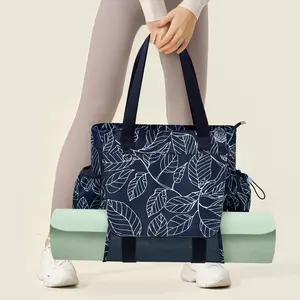 KALIDI Gym Tote Bag for Women with Yoga Mat Holder, Large Workout Bag with Wet Pocket, Waterproof Pilates Tote for Travel, Beach & Daily Use