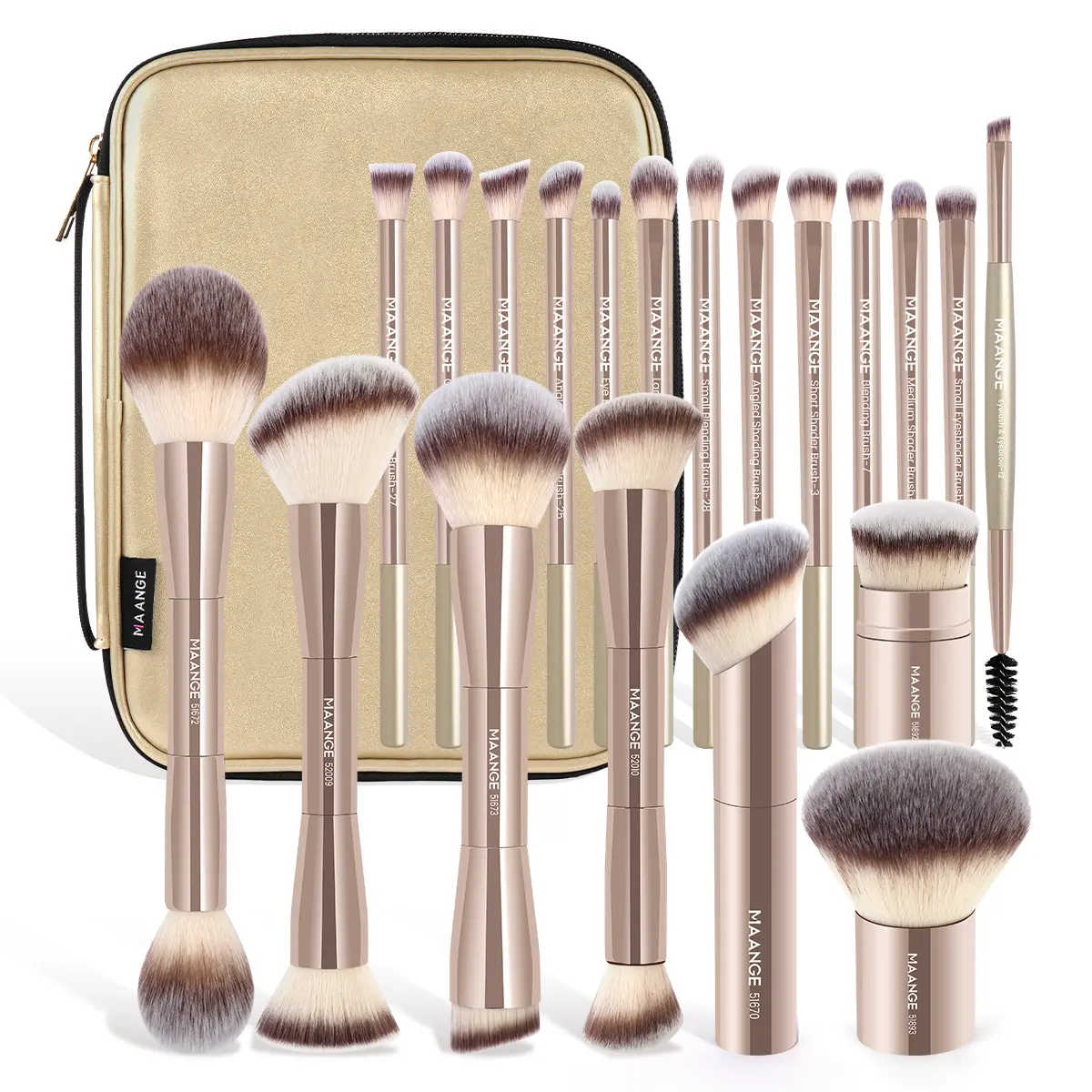 20 Counts Brushes + Storage Bag- Light Golden