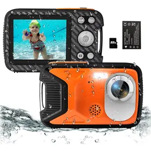16FT Underwater Camera 30MP  Digital Camera with 32G Card and Rechargeable , 18X Zoom Point and Shoot Camera for Boys Girls  Teens Snorkeling Swimming Vacation(Orange)