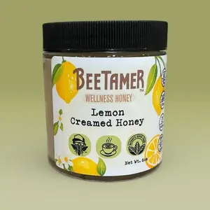 BeeTamer's Squeeze the Day Lemon Creamed Honey with real lemon powder  6 oz