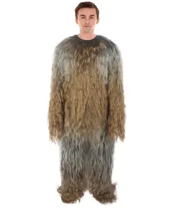 Adult Unisex Hairy Warrior Ape Military Leader Resistance Fighter Costume, Flame-retardant Synthetic Fiber Cosplay Costume, Grey & Brown - Medium