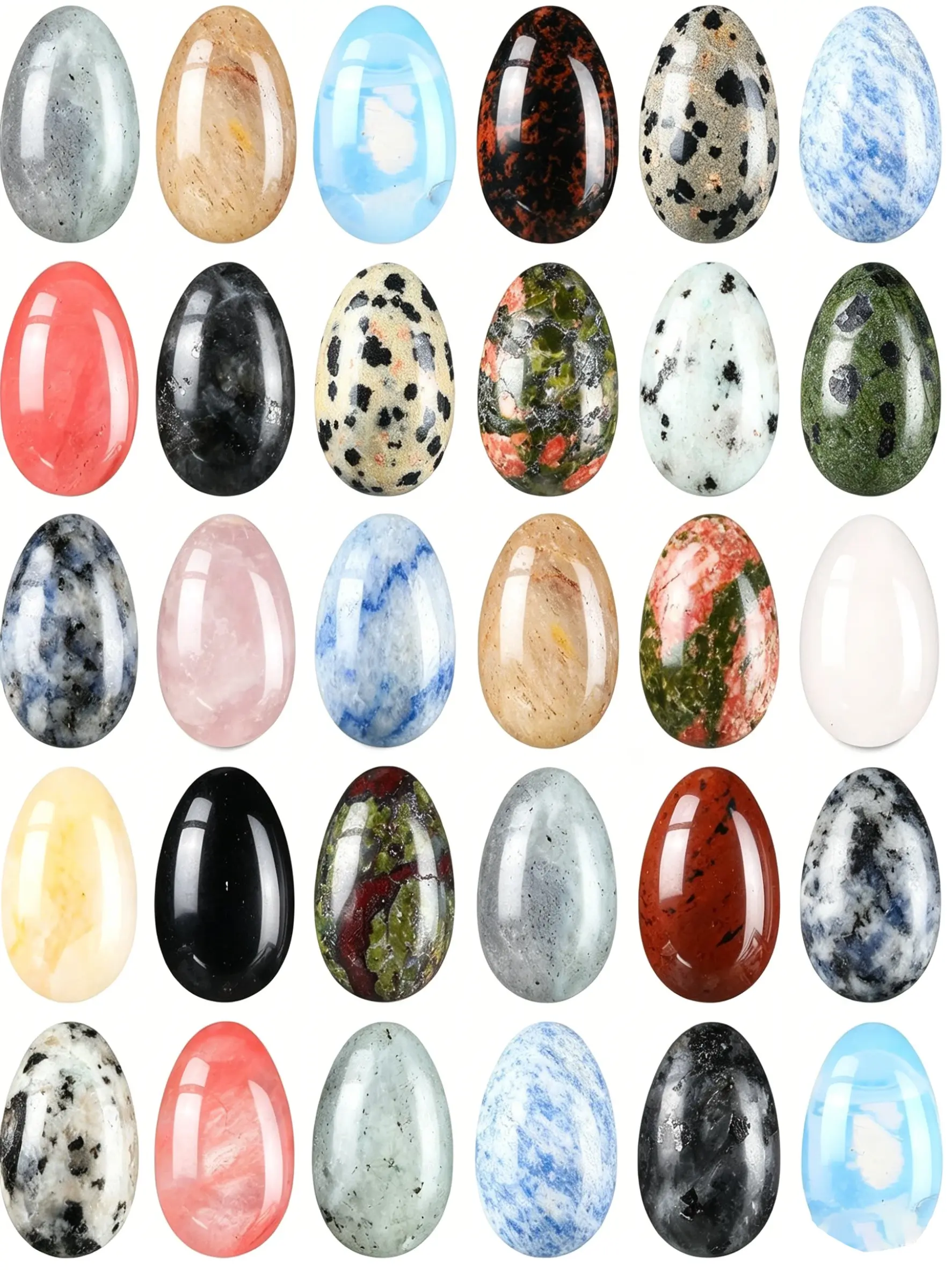 10pcs Polished Crystal Eggs, Stress Relief Meditation Chakra Healing Stones, Anxiety Relief, Reiki Balance, Easter Decor, Classic Color