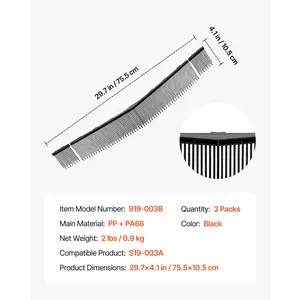 VEVOR 3 Packs Lawn Sweeper Brush Replacement, Compatible with VEVOR 30 in Lawn Leaf Collector Sweepers, Yard Sweeper Brush Paddle with Durable V-Shaped Bristles for Easy Grass Leaf Cleanup