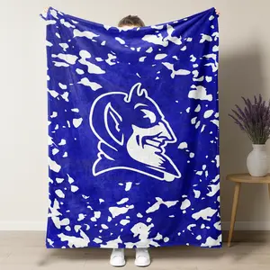 March Madness Duke Blue Devils Soft and Warm Huge Raschel Throw Blanket,Official Inspired Mascot Cozy Throw Blanket for Game Days, Dorms & Duke Alumni Home Decor