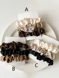 3pcs Women's Silk Satin Hair Ties, Vintage High-End Fashion Elastic Bands, Scrunchies For Hair, Elegant Hairstyles for Daily Use, Perfect for Ponytails & Buns