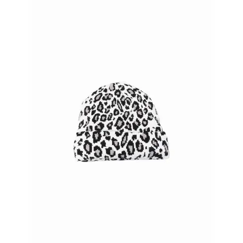 Unisex Leopard Print Wool Beanie Hat - Soft Warm Imported Cap with Heart Motif, Stretchy Knit Fit, Casual Streetwear with Western Newsboy & Denim Baseball Elements, Beanies for Women, Fall Cold Weather Outdoor Accessory