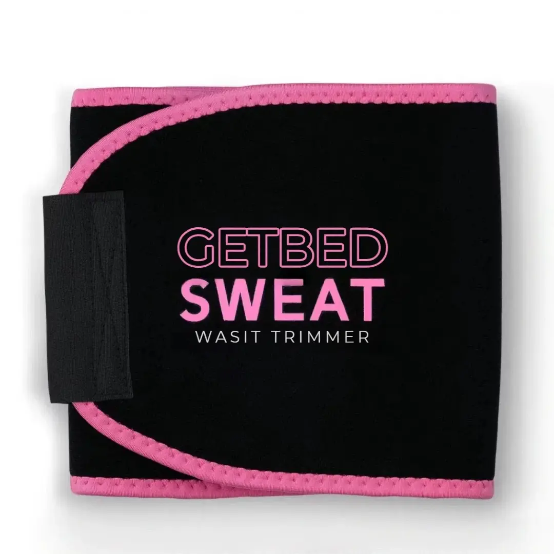 GETBED Sweat Ab Trainer for Women and Men -Sweat Band Waist Trainer Belt for High Intensity Training and Gym Workouts, 2 Adjustable Sizes - Black/Pink