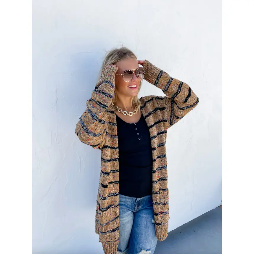 Miley Dot Cardigan STRIPED Confetti Sweater