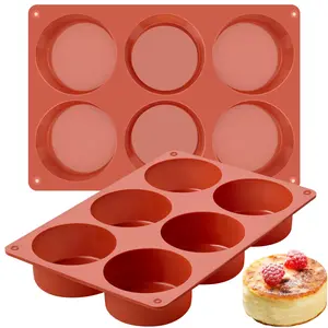 2-Pack Silicone Egg Bite Molds Deep 3 Inch Frittata Baking Pans, Non-Stick Round Silicone Molds for Egg Breakfast Sandwich, English Muffin, Cheesecake, Dinner Rolls