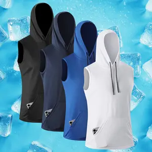 4pcs Men's Slim Fit Sleeveless Hooded Vest - Lightweight Breathable Fabric for Gym, Outdoor & Casual Wear - Solid , Gym Clothes, Drawstring Hood Design