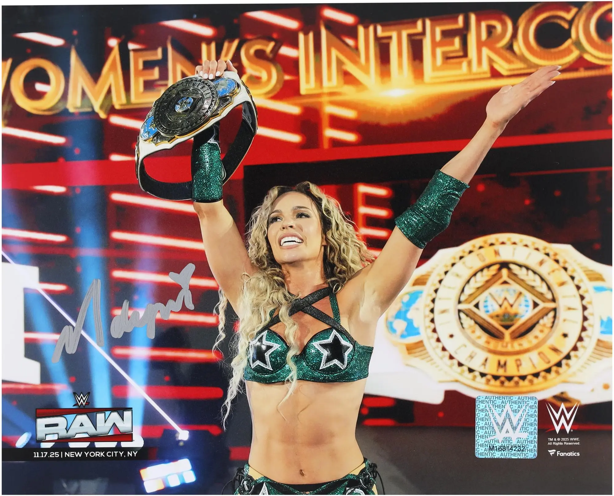 Maxxine Dupri WWE Autographed 8" x 10" Raising Women's Intercontinental Championship Photograph - Fanatics Authentic Certified