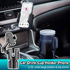 Car Cup Holder Expander, 2-in-1 Cup Holder Mobile Phone Mount Bracket,  Universal Auto Cell Phone Stand with Drink Expand Accessories