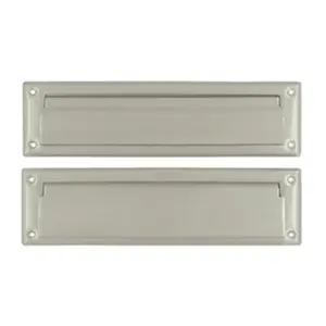 212 MAIN 13.12 in. Solid Brass Mail Slot with Interior Flap, Satin Nickel Finish, 13x3.625" Door Hardware