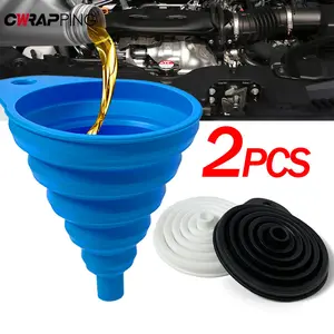 2Pcs Car Foldable Engine Funnel Silicone Liquid Funnel Washer Fluid Change Portable Tools for Motorcycle Car Acesssories for your car décor