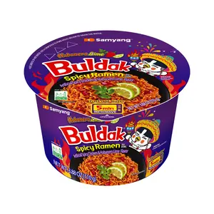 Buldak Pack of 6 Habanero Lime Hot Chicken Spicy Flavor Korean Instant Ramen Noodle Big Bowl Easy Prep Convenient