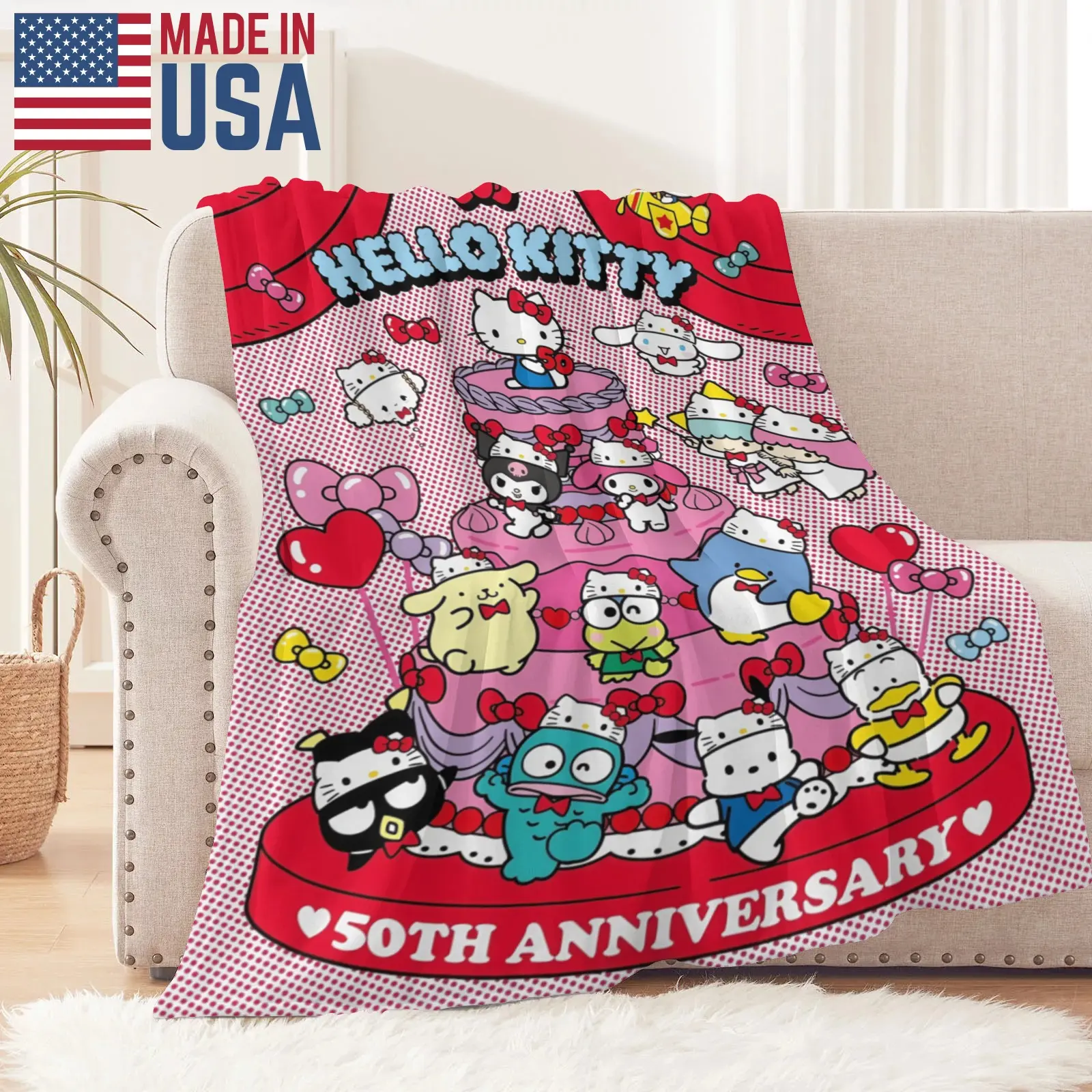 Hello Kitty 50th Anniversary 寝袋 70x150cm Sanrio Hello Kitty 50th Anniversary Cooling Blanket - Features