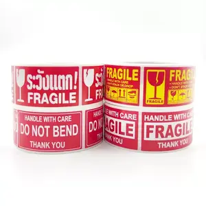 Fragile Stickers - High Visibility Warning Labels for Delicate Items, Do not bend, Handle with Care, 250pcs Fragile Stickers for Shipping Moving Glass Permanent Adhesive Fragile Labels (250 Labels 1 Roll)