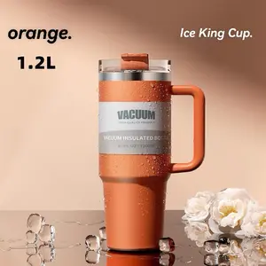 Ice King Cup Orange 1.2L Vacuum Insulated Bottle Durable Plastic Easy Clean Versatile Use for Fans and Everyday Use Inspired by Iconic Design