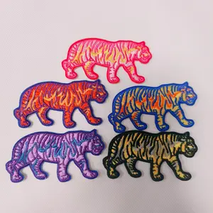 Tiger Pattern Iron on Patch, Colorful Embroidery Patch, DIY Clothing Decoration for Clothes, Jacket, Dress, Hat, Truck Driver Hat