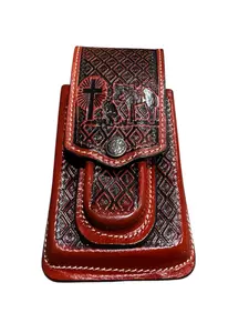 Funda Celular Vaquero Oracion Vaquero de Piel Funda Telefono Navaja Western Style Leather Phone Knife Holster Praying Cowboy