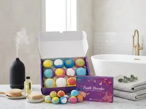 Colorful Bath Bombs – Set of 12 Effervescent Bath Fizzies for Relaxation, Stress Relief, and Skin Moisturizing, Perfect for a Luxurious Bathroom Spa Experience (Multi-Color)