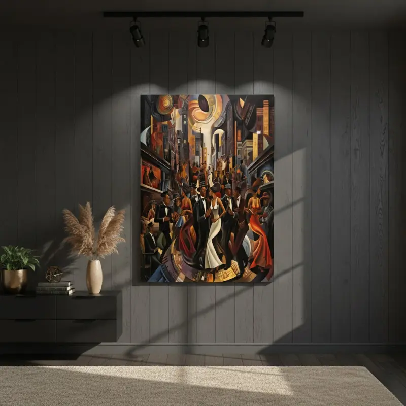1pc African American Renaissance No Frame- Harlem Jazz Age Dance Party, 1920s-30s Historical Black Music Scene with Pine Wood Frame, Modern Decor for Living Room & Bedroom, Jazz Inspired Print, 2D Flat, Perfect for Room Decor