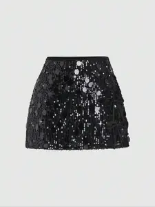 Elegant Sequined Shimmer Slim Short Skirt for Women, Autumn Winter Fashion, Includes Safety Pants, Perfect for Parties, Stylish Half-Length Dress