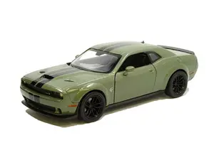 2018 Dodge Challenger SRT Hellcat Widebody - Green Metallic w/ Gunmetal Stripes Diecast 1:24 Scale Model Car - Motormax 79350GRN