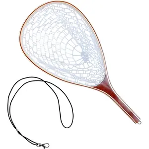 Soft Rubber Fly Fishing Landing Net with Handle, Gentle Mesh for Trout Catch & Release, Ideal for Freshwater & Saltwater Use, Perfect Gift for Anglers and Fly Fishing Lovers