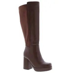 KIM PLATFORM BLOCK HEEL BOOTS-BROWN