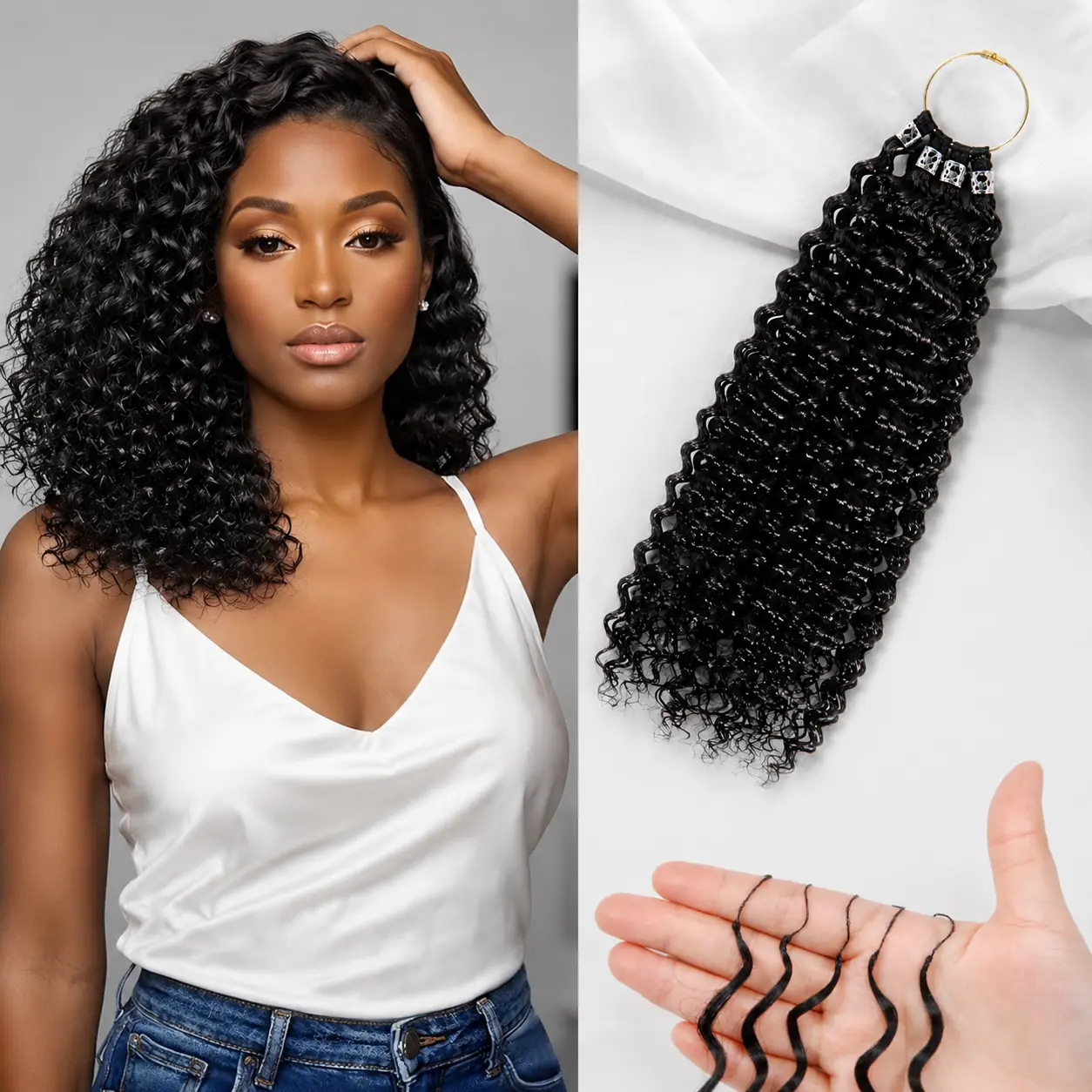 18 Inch Miracle Knots Feather Crochet Hair for Black Women Protein Fiber Like Human Hair Texture 40 Strands Knotless Pre Separated Curly Extensions Natural Black Color