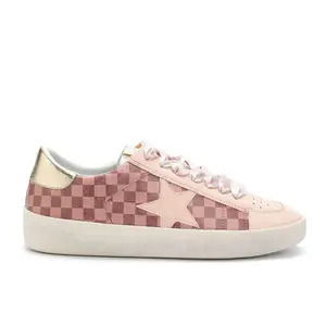 ALEX - Star Lace-Up Checkered Sneakers