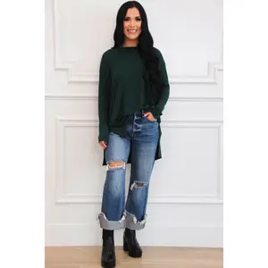 Casual Times Oversized Lightweight Sweater: Hunter Green