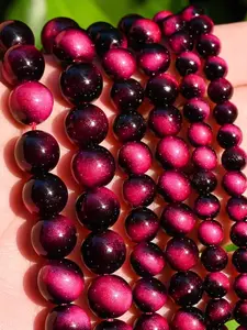 6/8/10mm Natural Stone Second Generation Rose Red Tiger Eye Round Loose Spaced Beads Used for Jewelry Making DIY Exquisite Bracelets, Necklaces, Earrings Crafts Women's Gifts