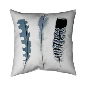 Begin Home Decor 5541-1616-AN243 16 x 16 in. Bohemian Blue Pillow - Delicate Feather Design for Home Decor