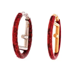 Pre-owned Fendi F is Fendi Hoop Earrings Metal with Python Medium by Rebag