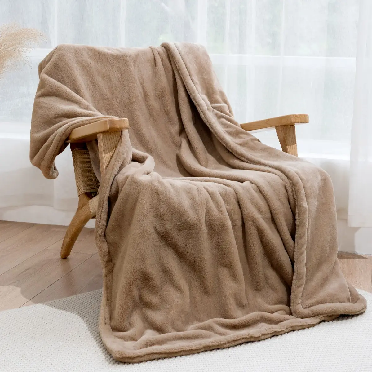 iDOO Heated Blanket Throw, 50"x60", 1-10H Auto Off, Ultra-Soft Double-Sided Flan...