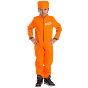 Prisoner Costume For Kids - Prisoner Role Play Orange Jumpsuit with Cap - Perfect for Halloween, Pretend Play Fun & Cosplay