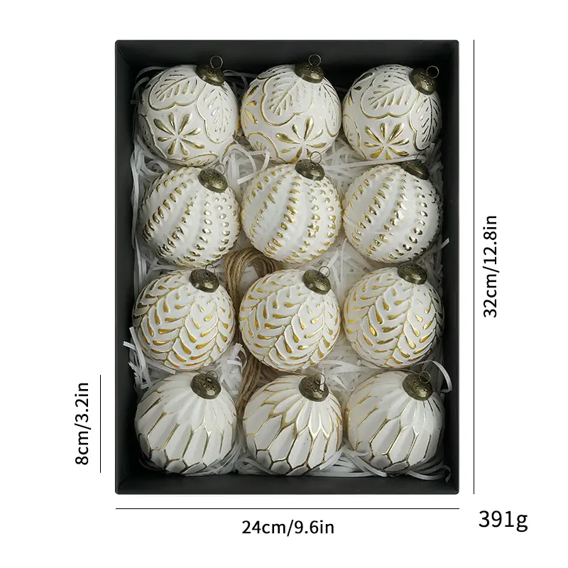 12 antique ball gold 8cm in size